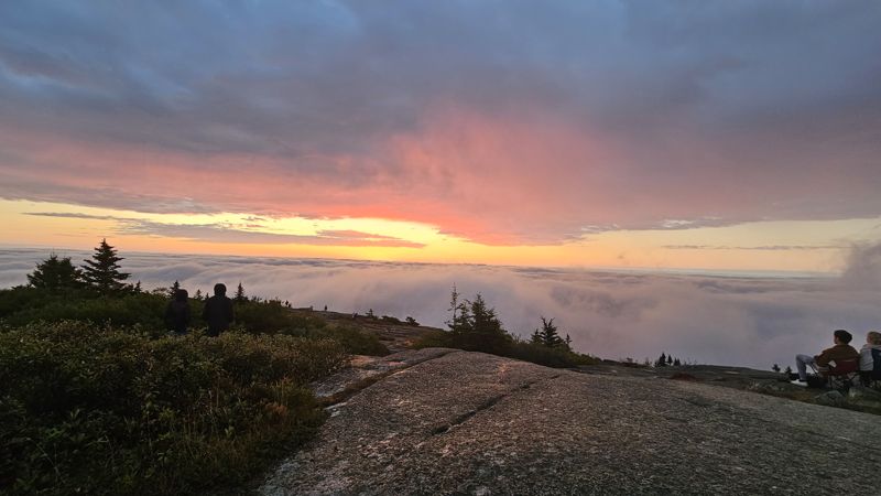 Sunrise over the clouds from Cadillac Mountain