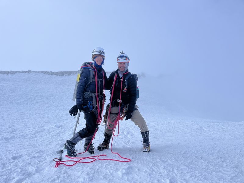 Two climbers on the snowfields of Mt. Rainier
