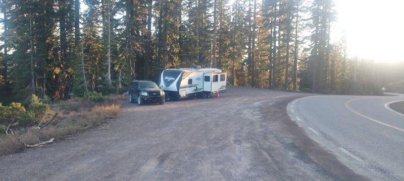 Grand Design Imagine RV camped beneath Mt. Shasta